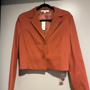 Anthropologie Rust Orange Cropped Blazer